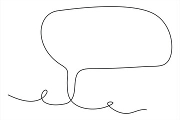 Continuous one line drawing of speech bubble. Doodle Vector illustration