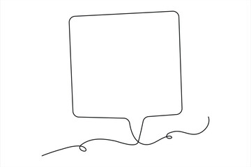 Continuous one line drawing of speech bubble. Doodle Vector illustration