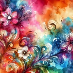 Abstract Floral Swirls Background