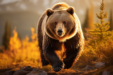 Fototapeta premium Grizzly Bear at outdoors in wildlife. Animal