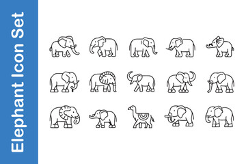 Obraz premium Elephant line icon set with vector collections. 