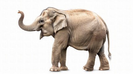 Obraz premium A Young Elephant Standing on White Background
