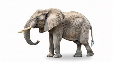 African Elephant Standing on a White Background