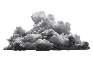 Dark grey cumulus and fluffy clouds shape isolated on transparent back ground