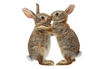 Fototapeta premium Dancing duo of rabbits isolated on transparent back ground