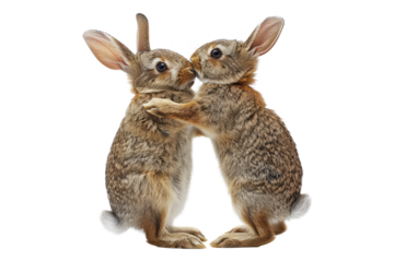 Dancing duo of rabbits isolated on transparent back ground