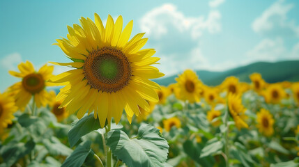 sunflower field in the summer
