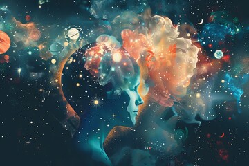 Naklejka premium Explore the Breathtaking Harmony of Nature and Cosmos. Serenity and wonder concept