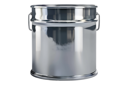 Empty paint can isolated on transparent background