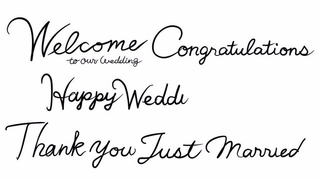 手書きのウエディングメッセージセット(アルファチャンネル付き 4K)