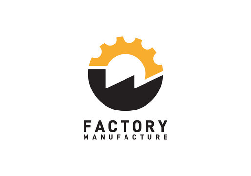 factory with gear abstract logo icon design