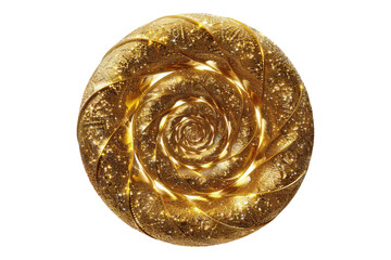 Gold glittering spiral with sparkles isolated on transparent background