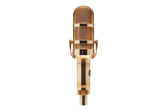 Golden mic isolated on transparent background