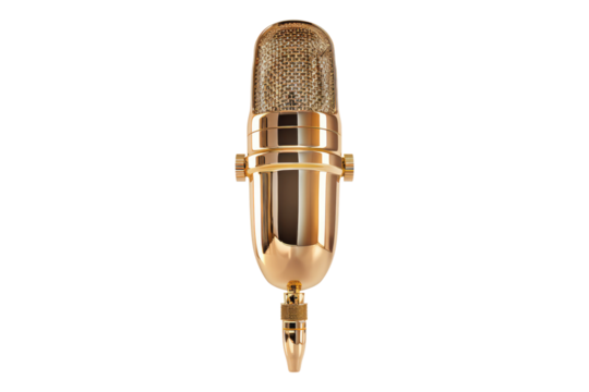 Golden mic isolated on transparent background