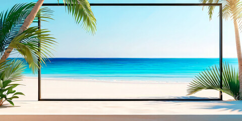 Obraz premium An empty billboard on the beach