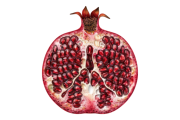 Half pomegranate isolated on transparent background