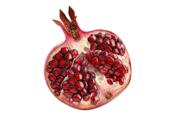 Half pomegranate isolated on transparent background