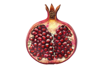 Half pomegranate isolated on transparent background
