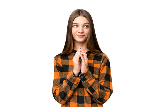 Teenager girl over isolated chroma key background scheming something