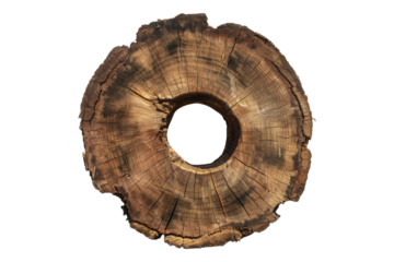 Hollowed log sign isolated on transparent background