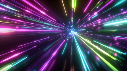 Naklejka premium A futuristic background with neon light streaks and colorful lines, creating an atmosphere of energy and movement