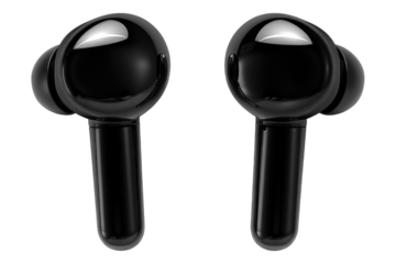 Jet black ear piece isolated on transparent background