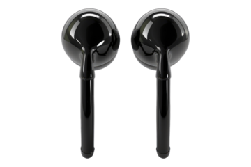 Jet black ear piece isolated on transparent background