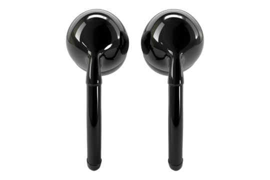 Jet black ear piece isolated on transparent background