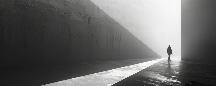 A minimalist composition using negative space to create a sense of depth and mystery, inviting the viewer to interpret the hidden meanings.