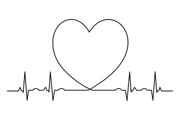 Heart continuous one line art drawing color shape Love sign outline Vector illustration