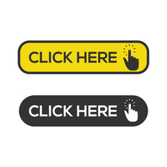 Click button with hand clicking isolated vector illustration.