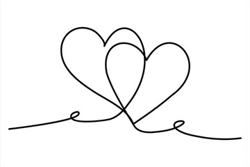Heart continuous one line art drawing color shape Love sign outline Vector illustration