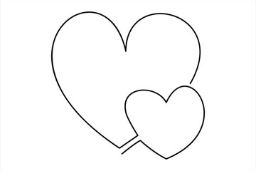 Heart continuous one line art drawing color shape Love sign outline Vector illustration