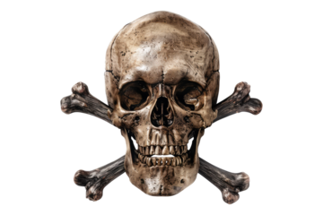 Skull and cross bones isolated on transparent background