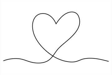 Heart continuous one line art drawing color shape Love sign outline Vector illustration