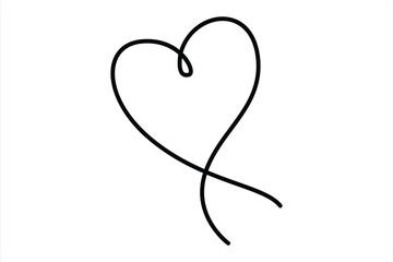 Heart continuous one line art drawing color shape Love sign outline Vector illustration