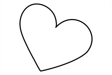 Heart continuous one line art drawing color shape Love sign outline Vector illustration