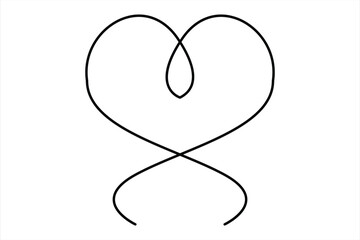 Heart continuous one line art drawing color shape Love sign outline Vector illustration