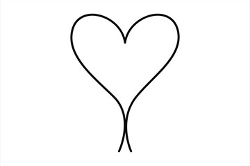Heart continuous one line art drawing color shape Love sign outline Vector illustration