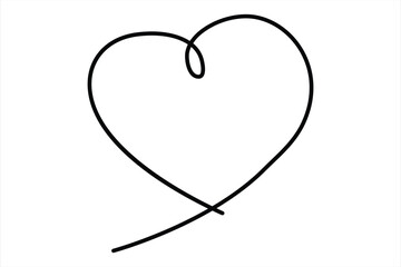 Heart continuous one line art drawing color shape Love sign outline Vector illustration