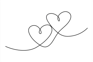 Heart continuous one line art drawing color shape Love sign outline Vector illustration