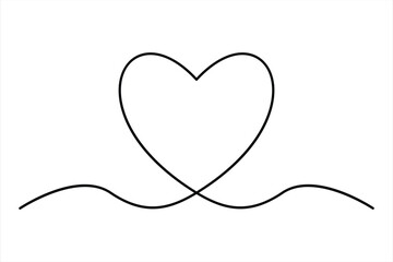 Heart continuous one line art drawing color shape Love sign outline Vector illustration