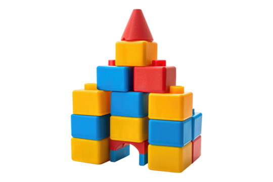 Toy building blocks isolated on transparent background