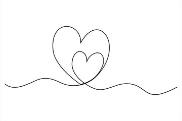 Heart continuous one line art drawing color shape Love sign outline Vector illustration