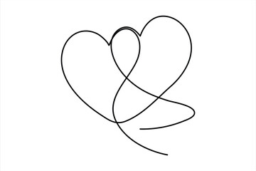 Heart continuous one line art drawing color shape Love sign outline Vector illustration