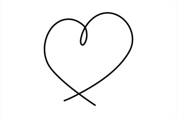 Heart continuous one line art drawing color shape Love sign outline Vector illustration