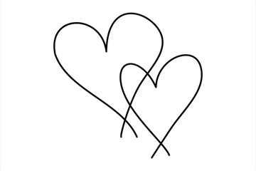 Heart continuous one line art drawing color shape Love sign outline Vector illustration