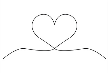 Heart continuous one line art drawing color shape Love sign outline Vector illustration
