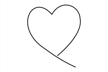 Heart continuous one line art drawing color shape Love sign outline Vector illustration