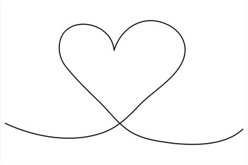 Heart continuous one line art drawing color shape Love sign outline Vector illustration
